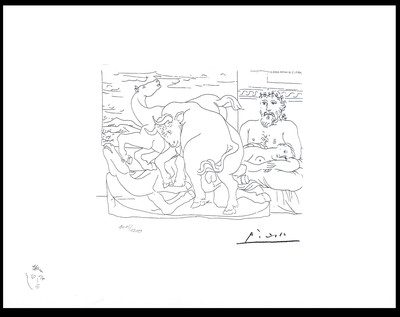 Pablo Picasso | 166 Le Repos du Sculpteur devant des Chevaux et un Taureau