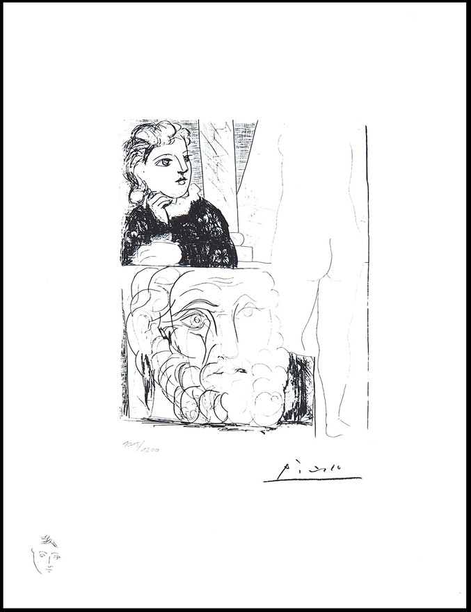 Pablo Picasso | 184 Femme accoudée, Sculpture de dos et tête barbue Pablo Picasso | 184 Femme accoudée, Sculpture de dos et tête barbue
